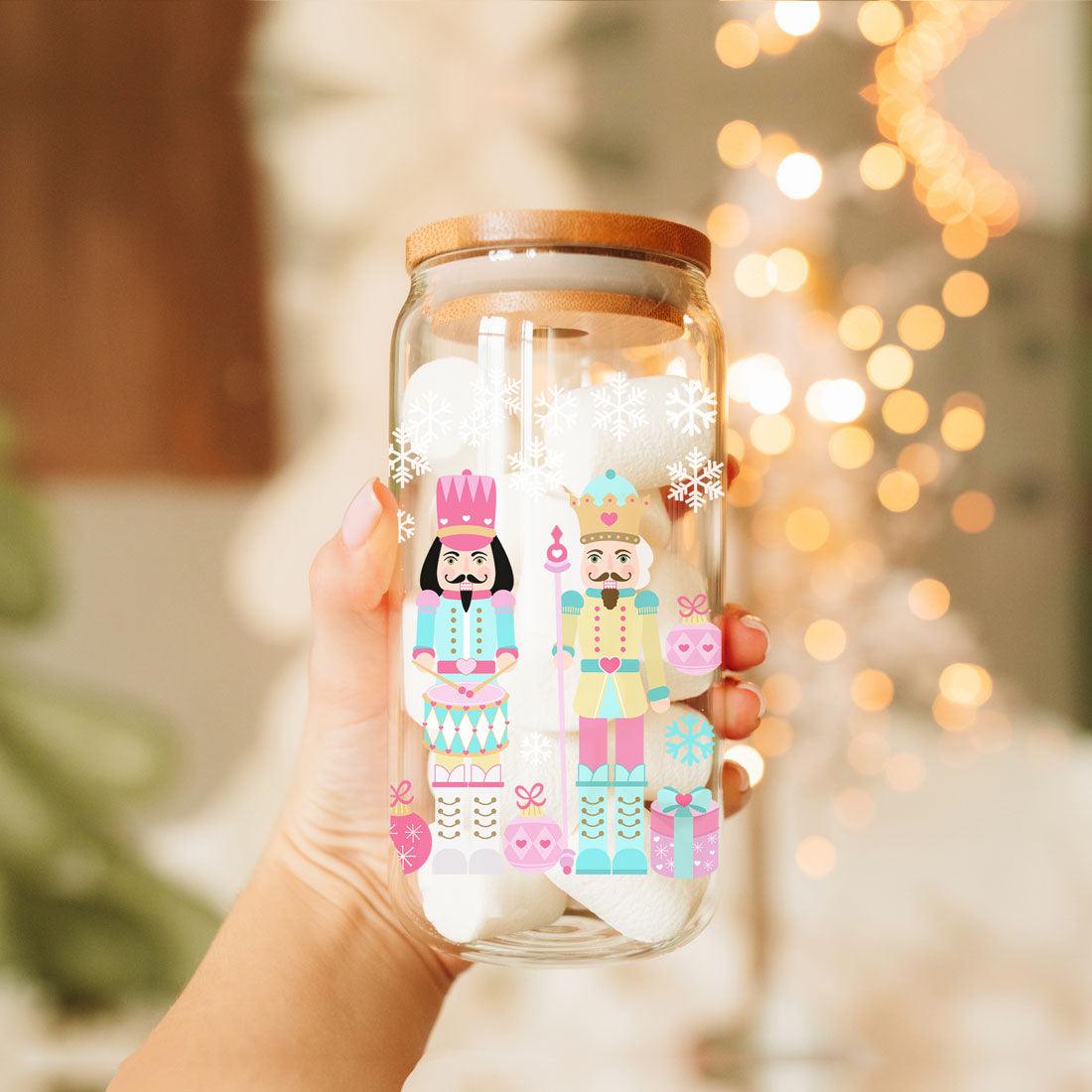 Nutcracker Pastel Holiday Nuts 17oz Tin Festive Christmas Gift Jar For Parties