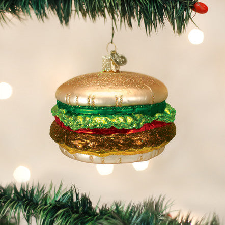 Adorno de cristal de hamburguesa con queso