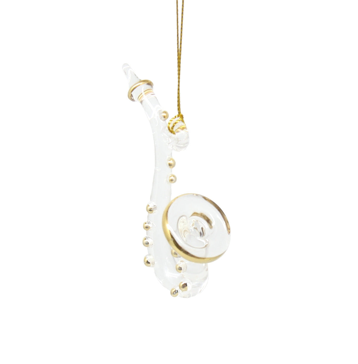 Egyptian Glass Saxophone Ornament with Gold Accents