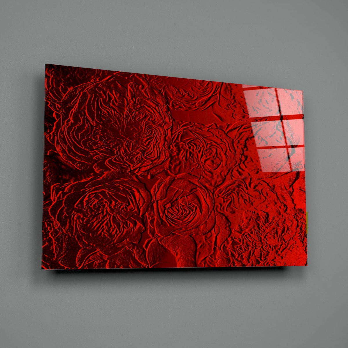 Crimson Roses Texture Glass Wall Art