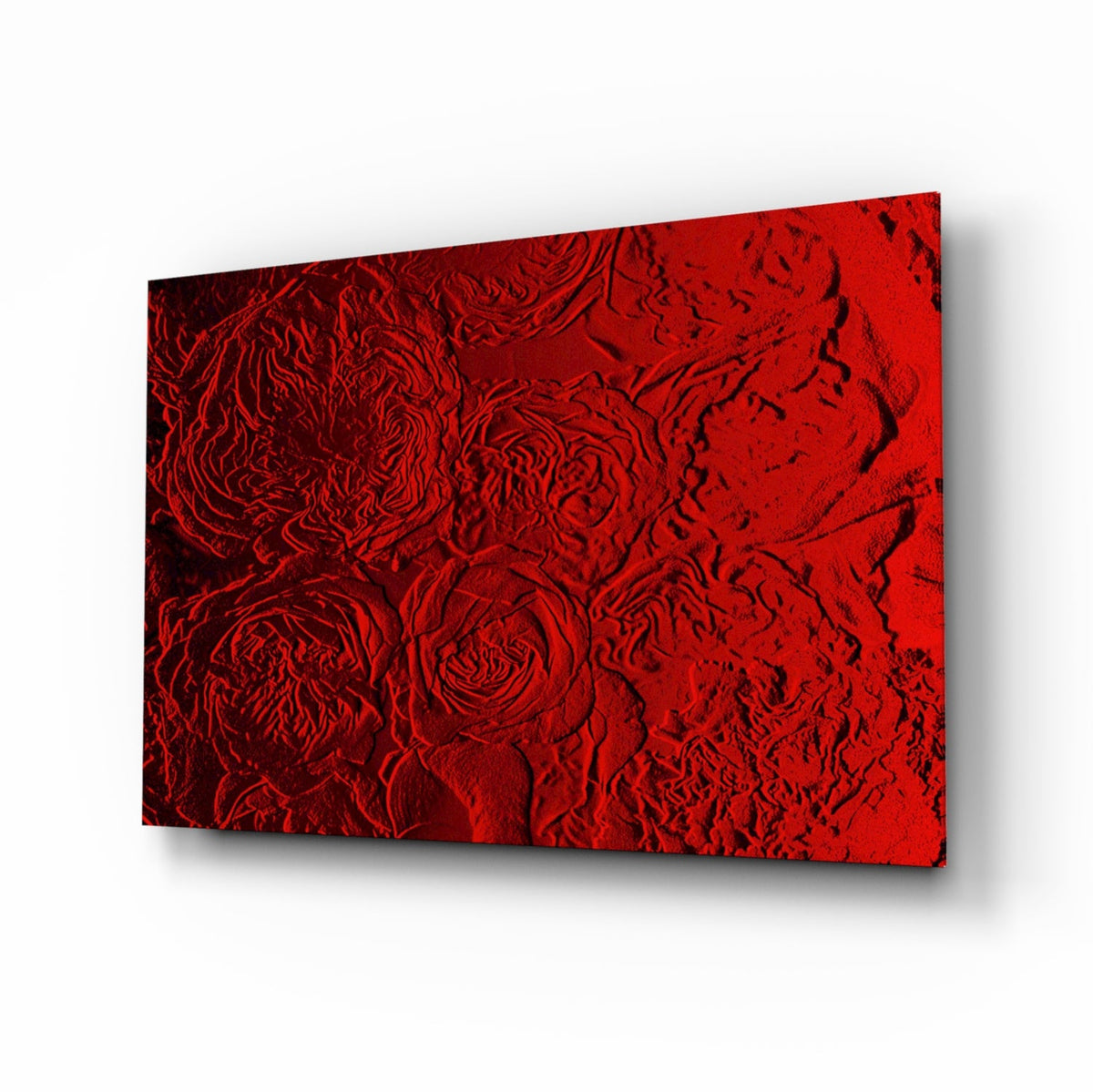 Crimson Roses Texture Glass Wall Art