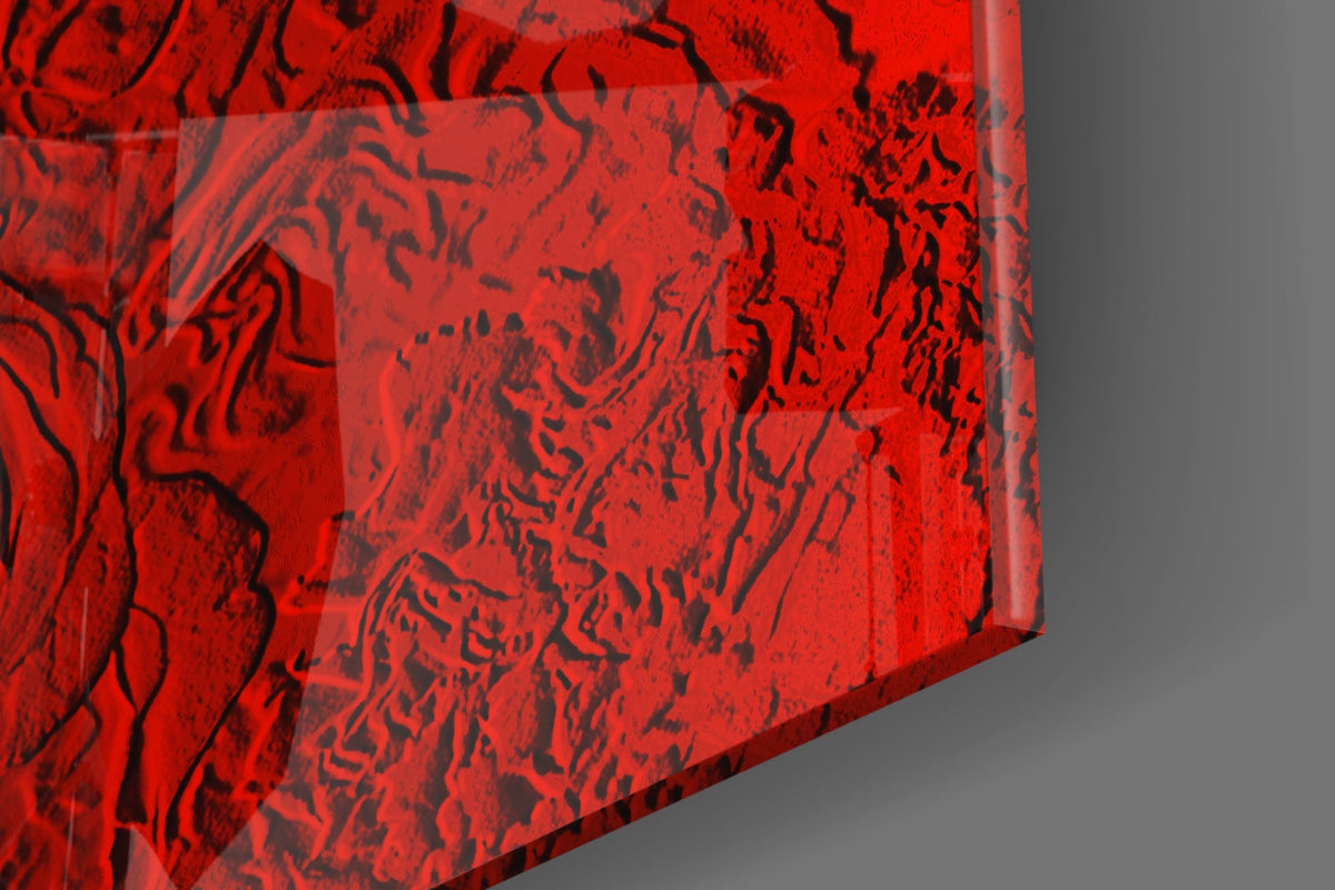 Crimson Roses Texture Glass Wall Art