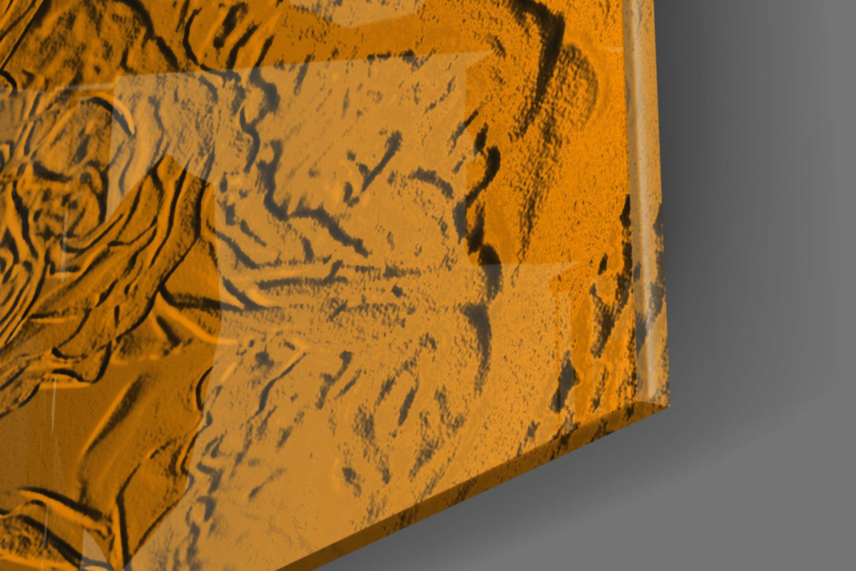Amber Gold Roses Texture Glass Wall Art