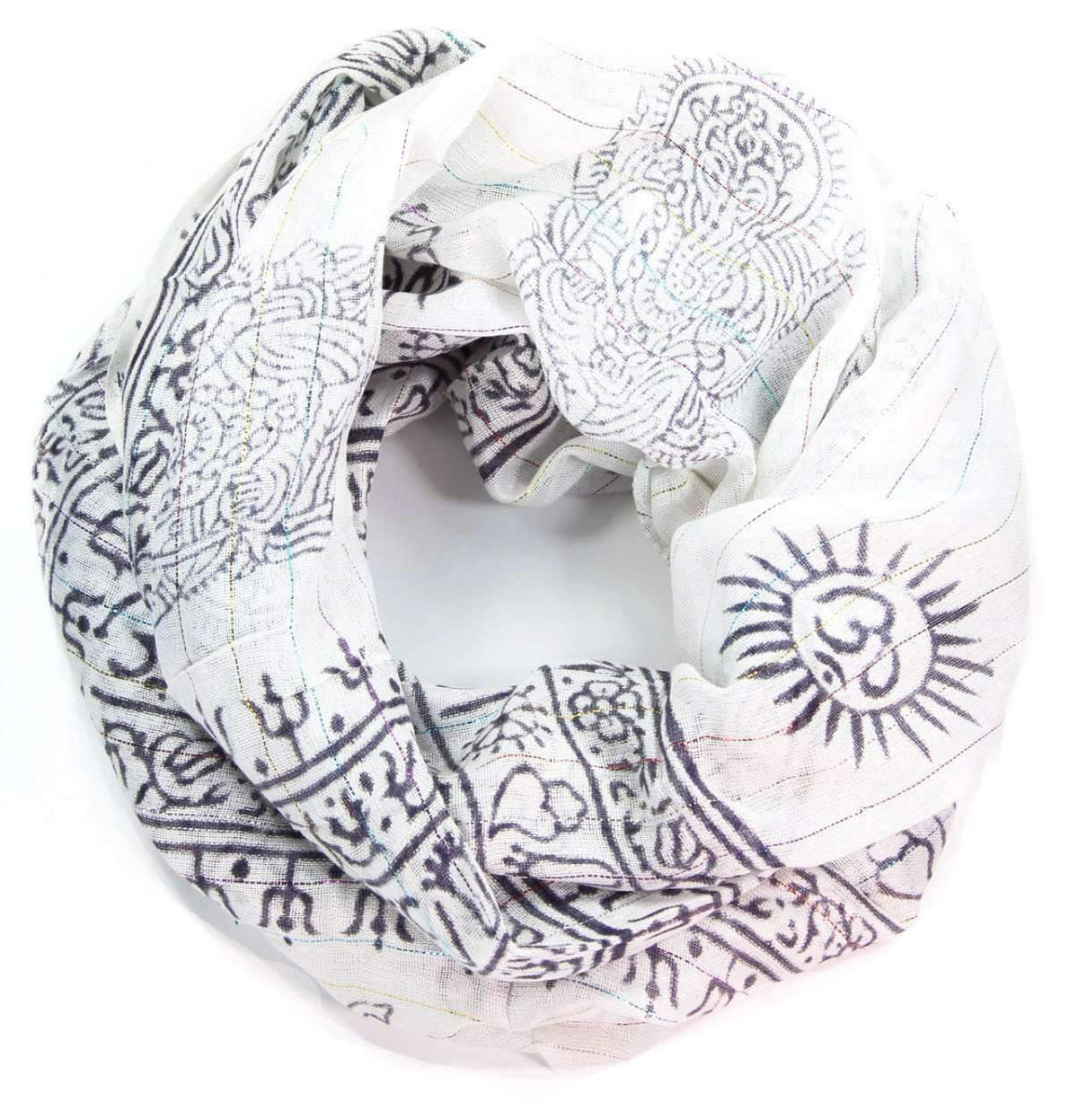 Om Ganesha Printed Scarf Lightweight Cotton Boho Wrap