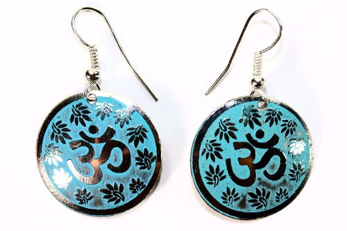 Om Lotus Petal Yoga Earrings Boho Spiritual Gold Dangle