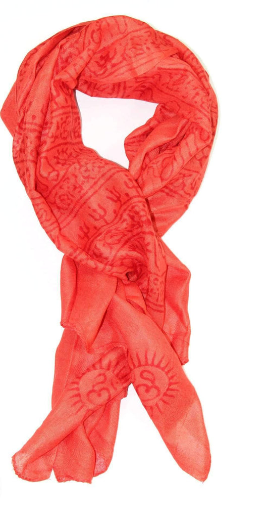 Om Symbol Printed Scarf Lightweight Boho Asian Motif