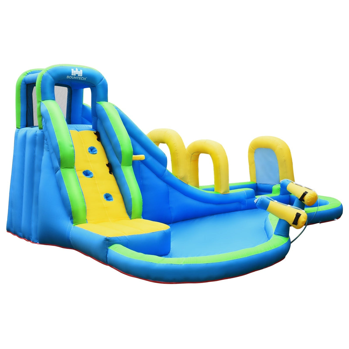 Tobogán acuático inflable para niños con cañones de agua y manguera sin soplador
