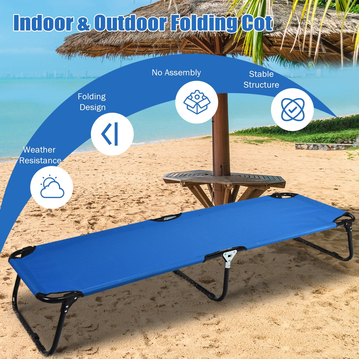 Cama plegable para camping al aire libre para dormir, senderismo, viajes - Negro
