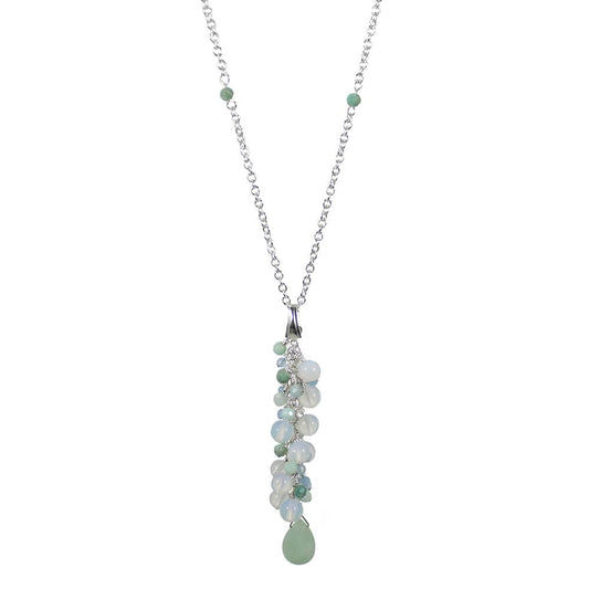 Opalite Amazonite Drop Necklace Sterling Silver Chain