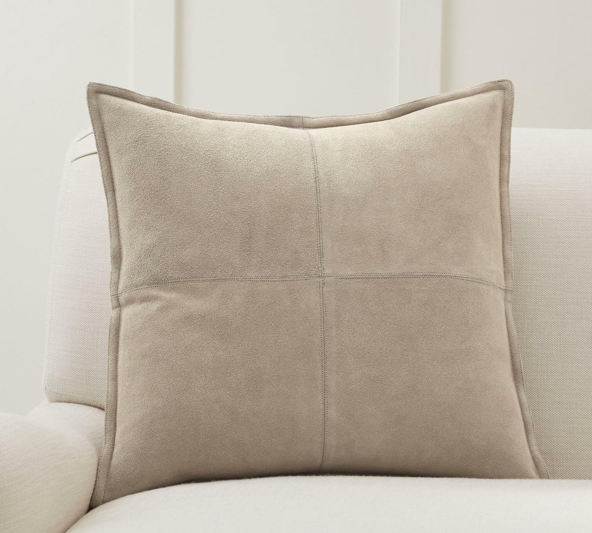 Pottery Barn Suede Pillow Cover with Down Feather Insert, 20 x 20 in