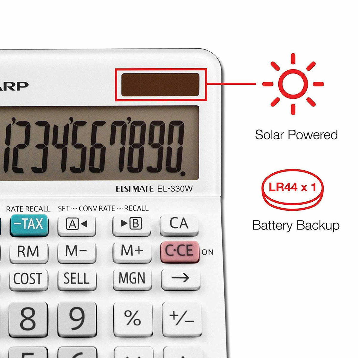 Sharp EL-330WB Calculator Dual Power Solar Battery 1 Pack New