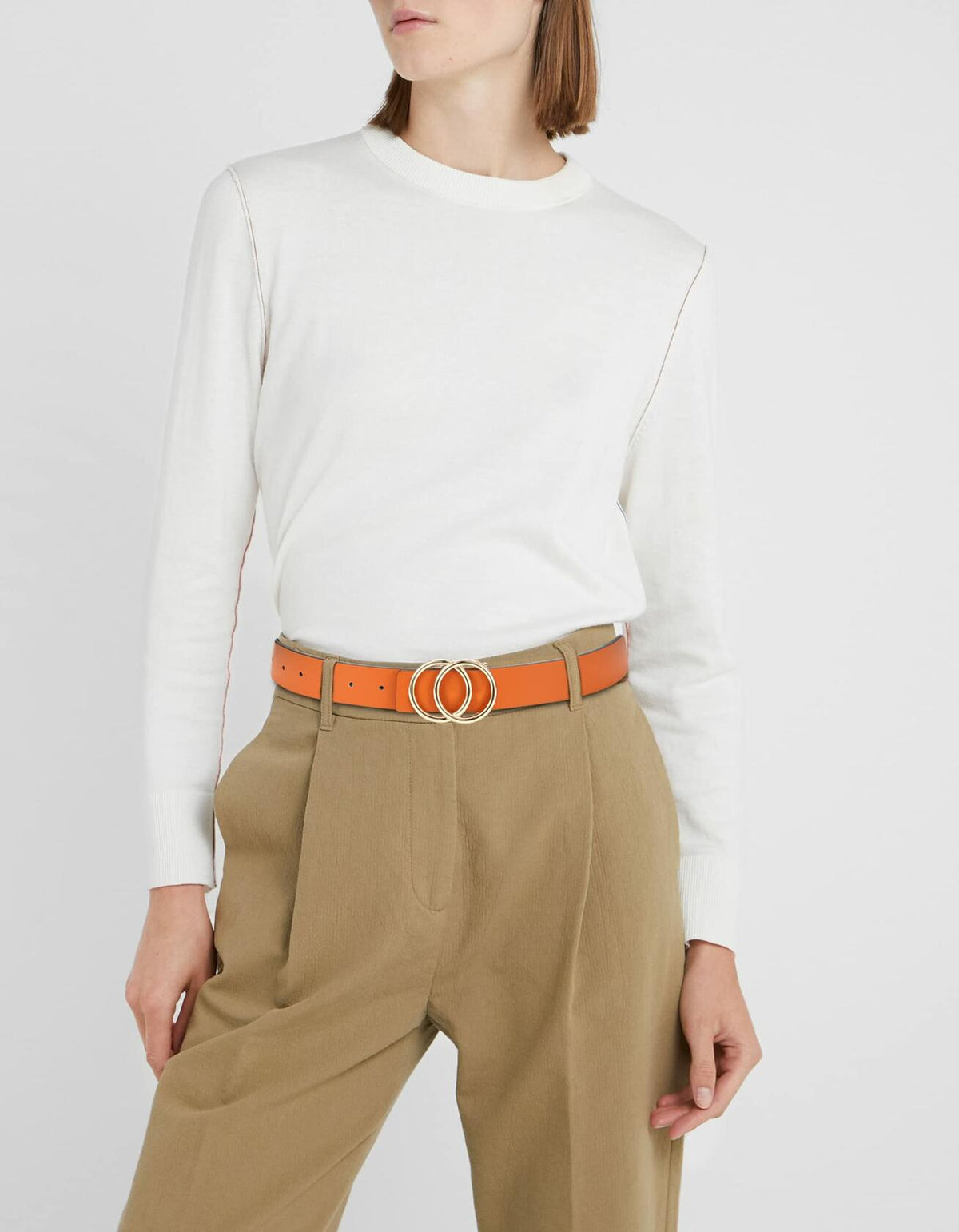 Cinturón de piel para mujer CR de 1.3", reversible, 2 colores, para jeans o vestir