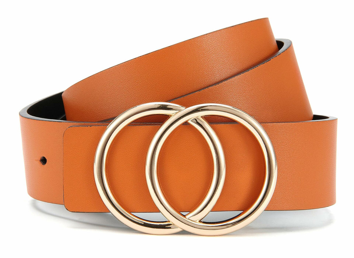 Cinturón de piel para mujer CR de 1.3", reversible, 2 colores, para jeans o vestir