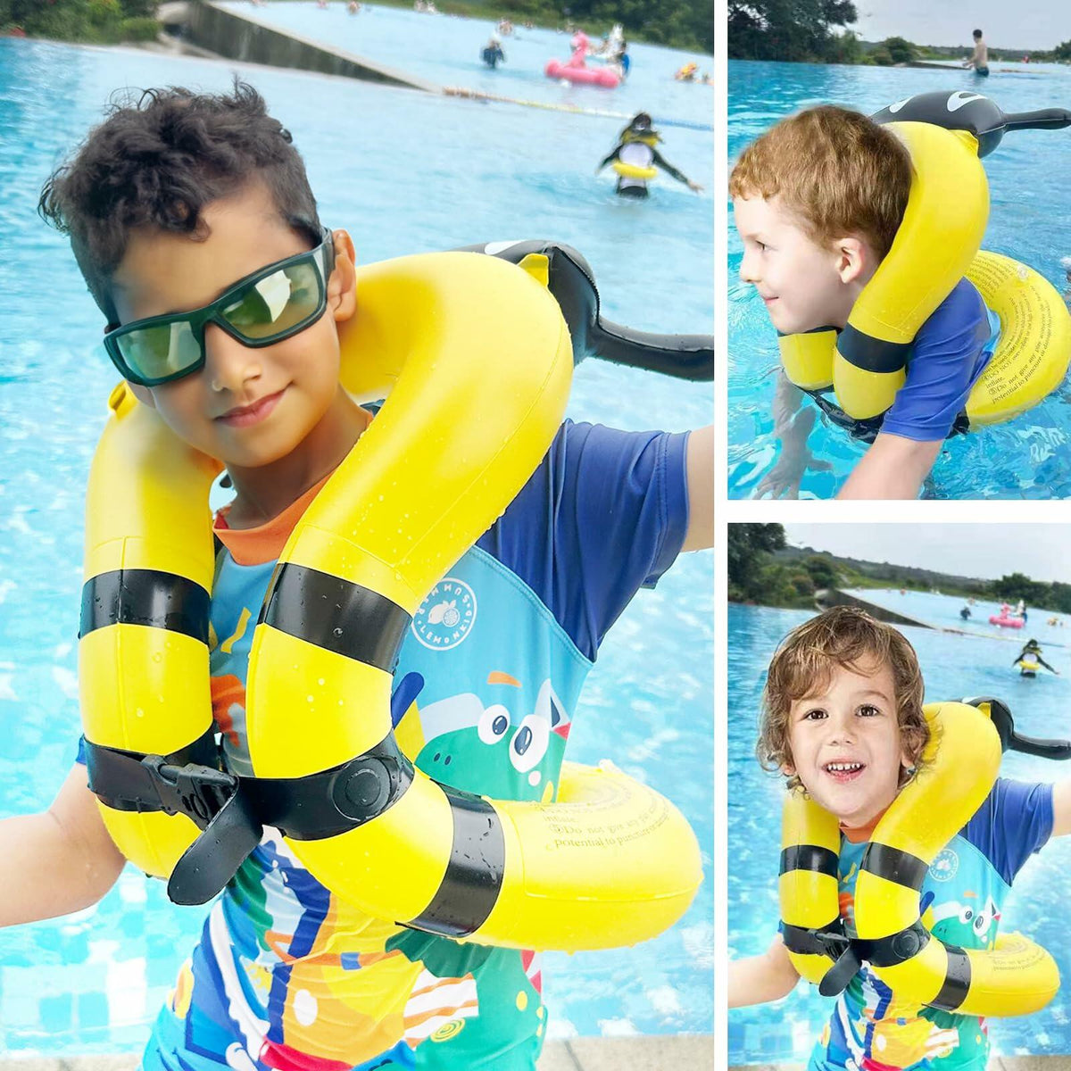 Chaleco de natación para niños Jioqoti, hebilla ajustable, amarillo, 30-50 lbs, talla L