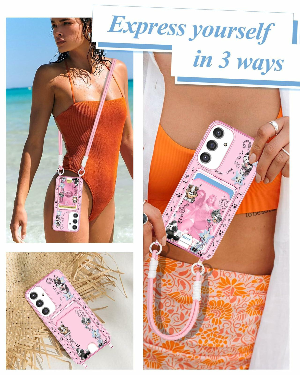 Funda cruzada Shorogyt para Samsung S24 con correa de muñeca, perro, nuevo