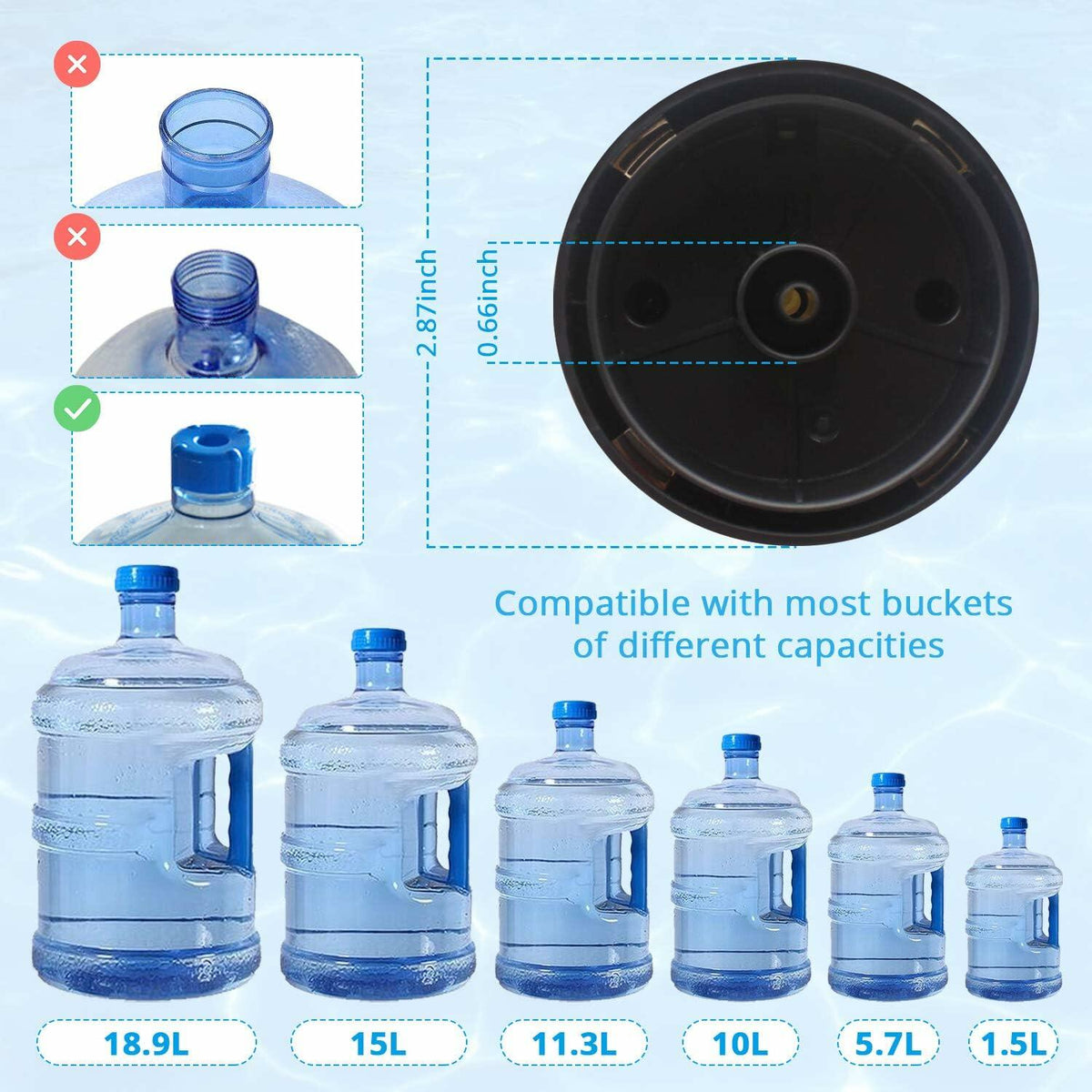 MJIYA 5 Gallon Automatic Water Dispenser USB Charging Switch Black