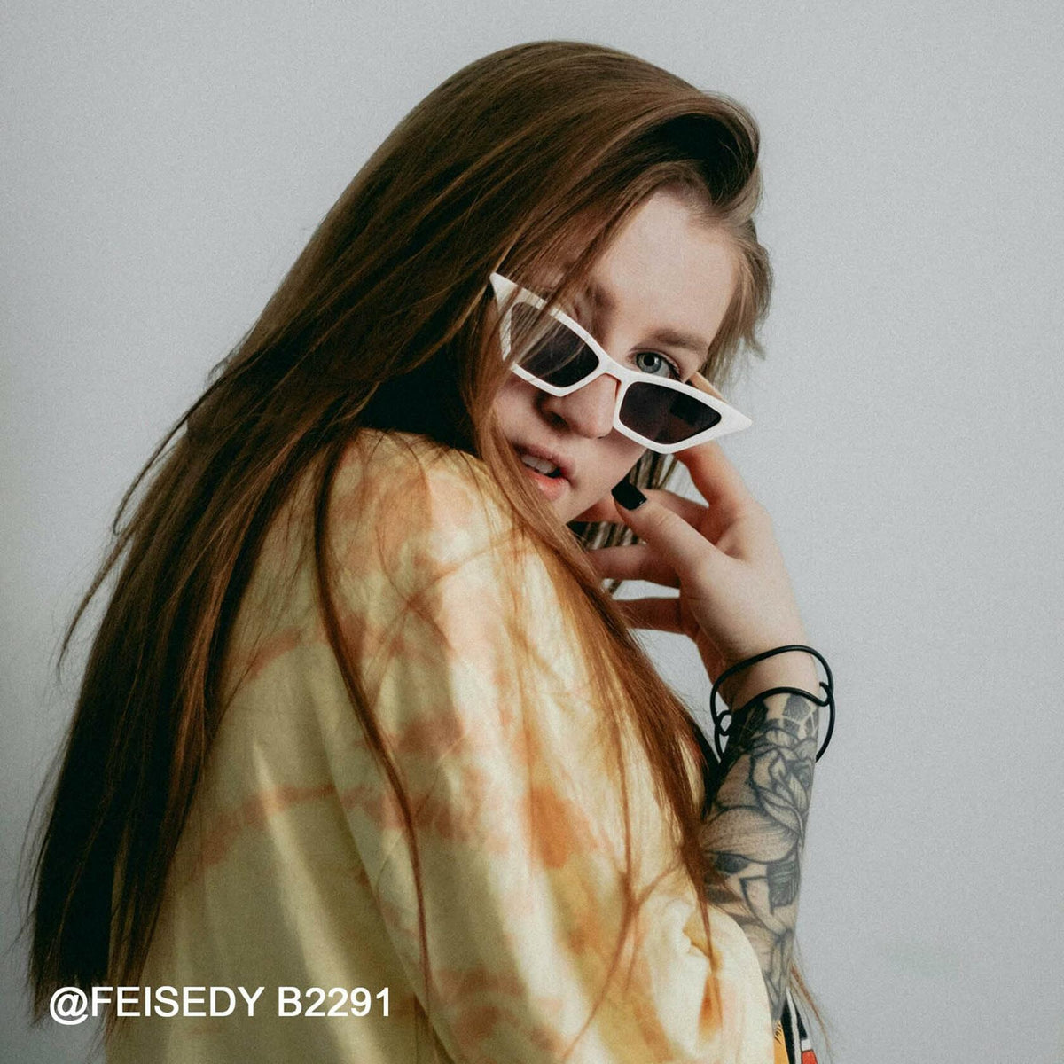 Gafas de sol FEISEDY B2291 estilo ojo de gato para mujer, vintage, cuadradas y pequeñas