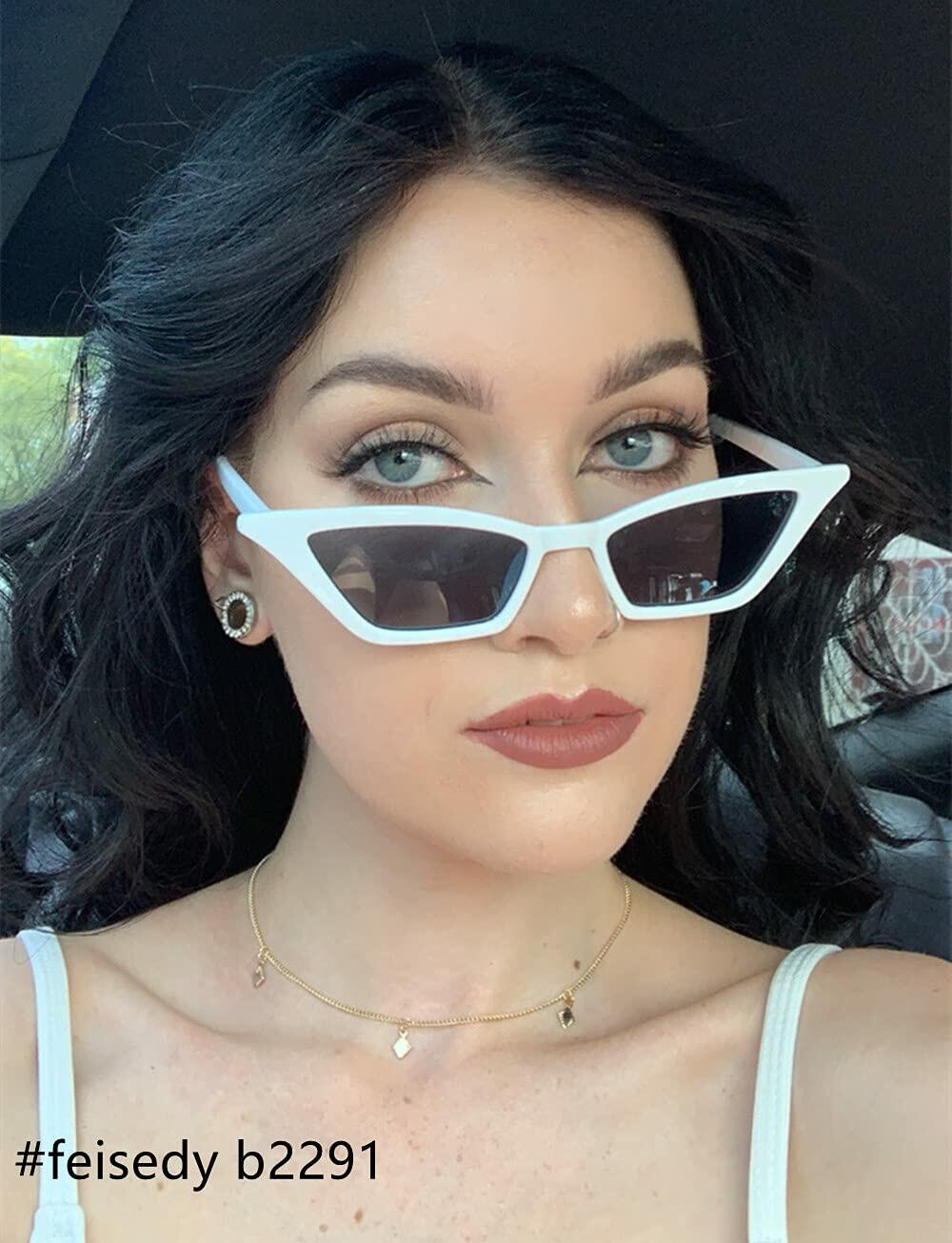 Gafas de sol FEISEDY B2291 estilo ojo de gato para mujer, vintage, cuadradas y pequeñas
