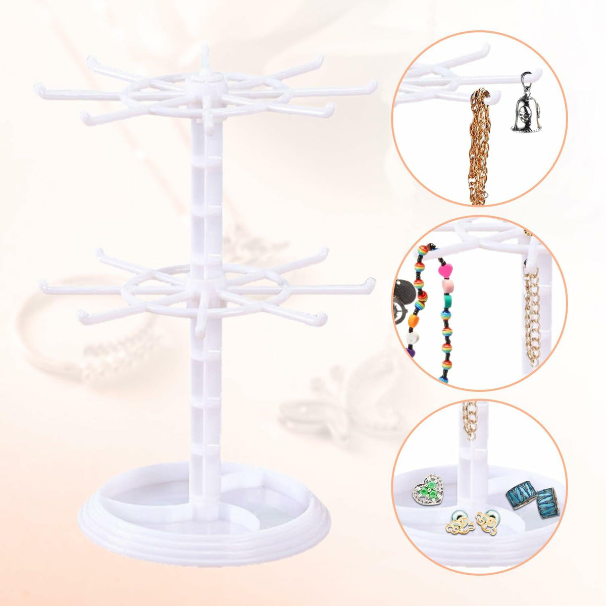 Soporte organizador giratorio para collares Ysmooiuy 11JJ1, color blanco, expositor de joyas