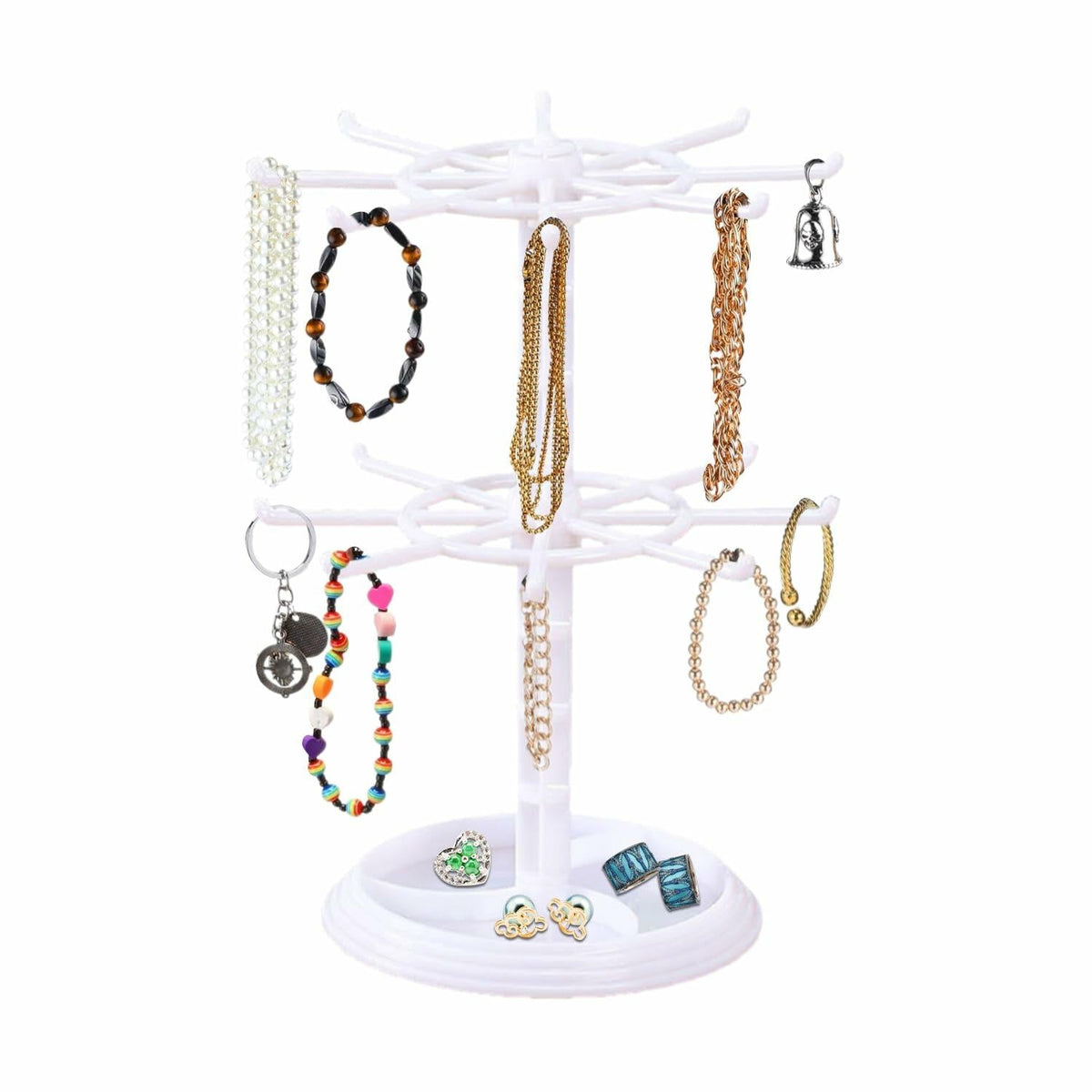 Soporte organizador giratorio para collares Ysmooiuy 11JJ1, color blanco, expositor de joyas