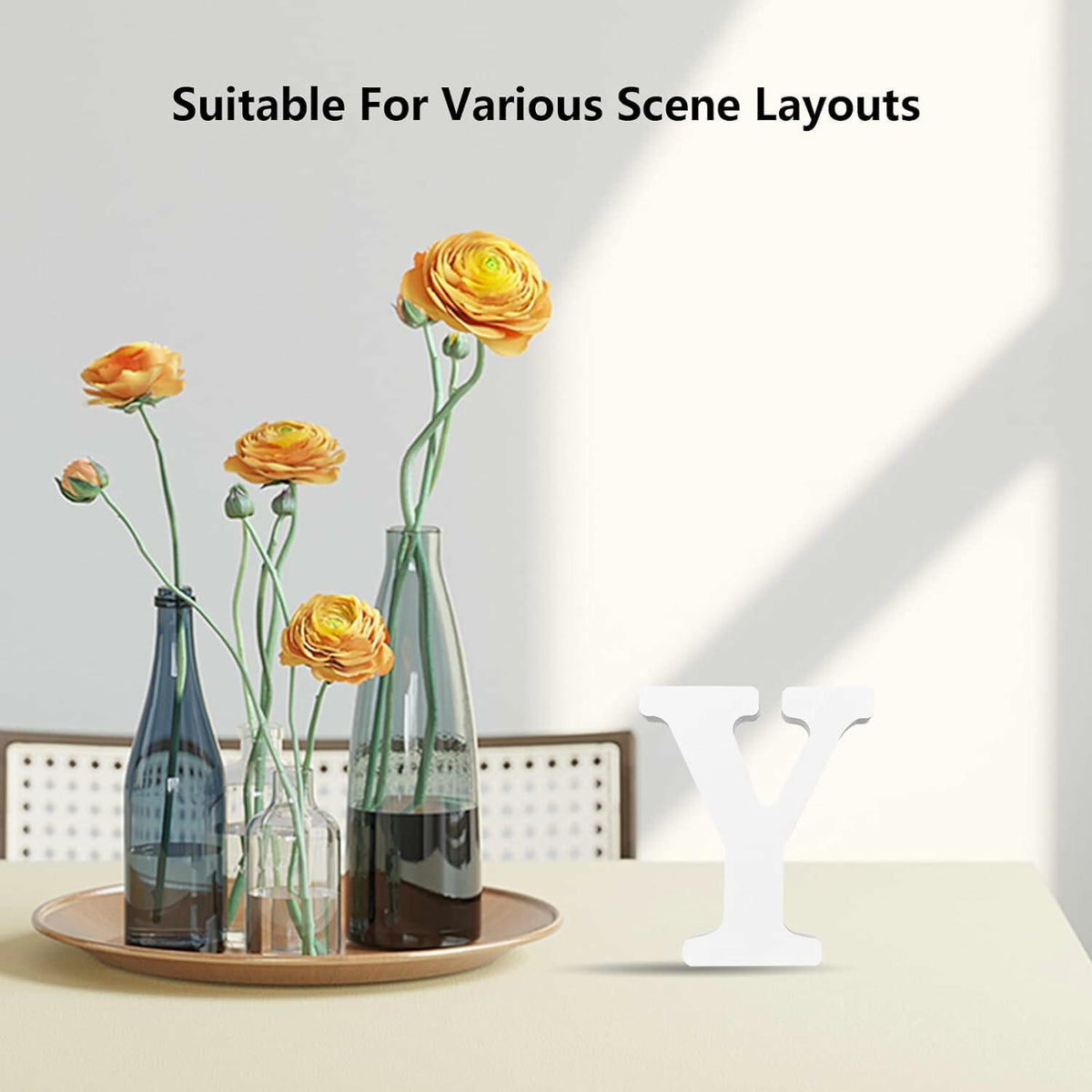 YRONTY Letra U decorativa de madera blanca de 4 pulgadas para manualidades y proyectos DIY