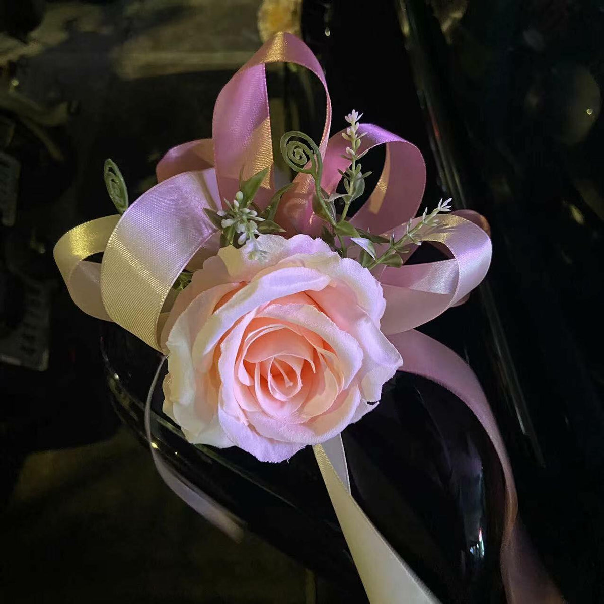 BAEKZ Cinta de satén negra de 1 pulgada con borde dorado, rollo de 50 yardas para decoración de flores y regalos