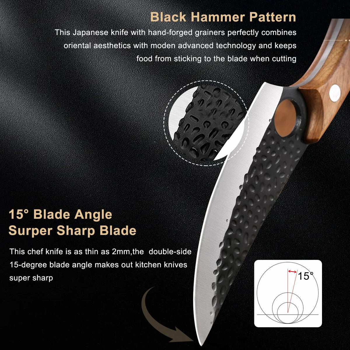 Cuchillo de chef japonés Choies de acero de Damasco con funda, nuevo