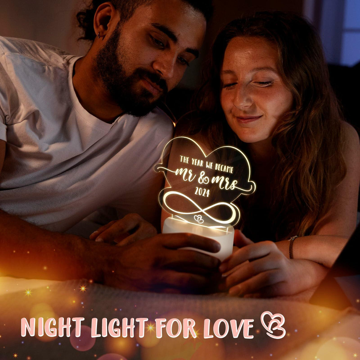 Luz nocturna LED Percozzi, regalo de bodas para él y ella 2024, decoración para parejas
