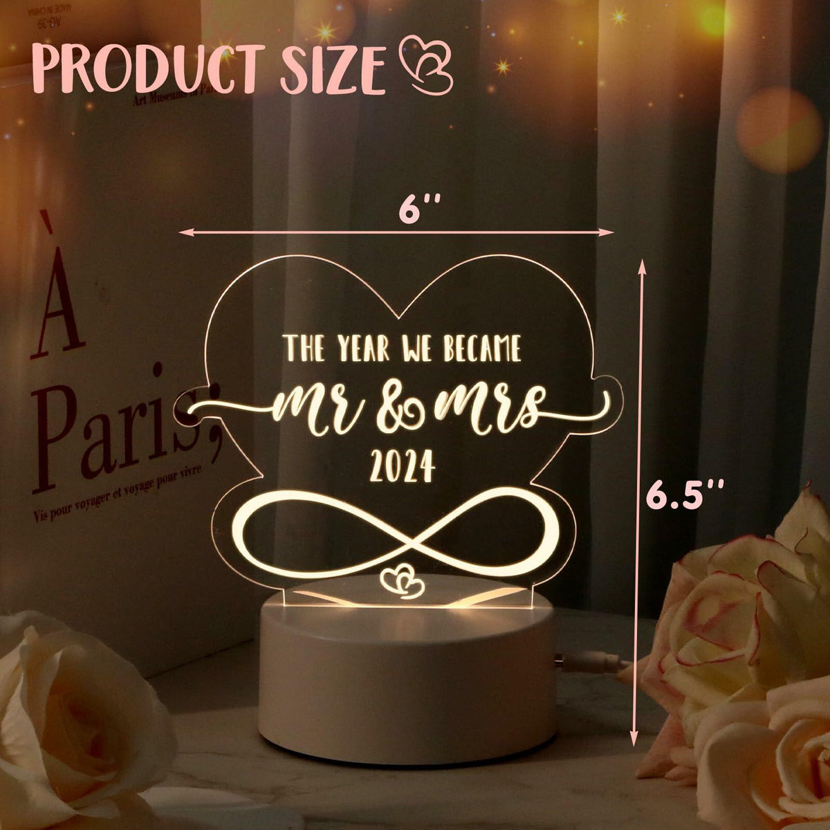 Luz nocturna LED Percozzi, regalo de bodas para él y ella 2024, decoración para parejas