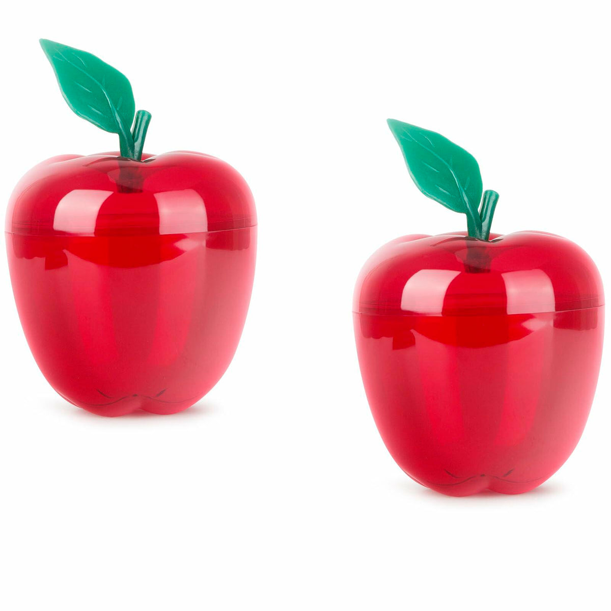 Juego de 2 frascos para galletas de plástico con forma de manzana roja grande, Feliz Navidad