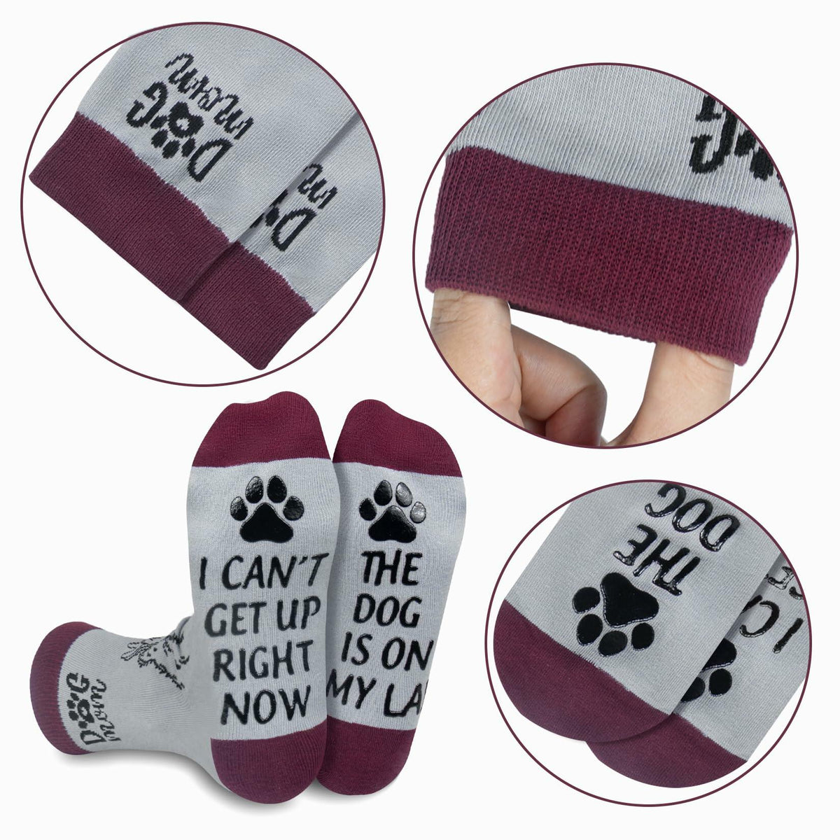 Calcetines Huahui «Dog Mom» para mujer, regalos divertidos para amantes de los perros, 1 par
