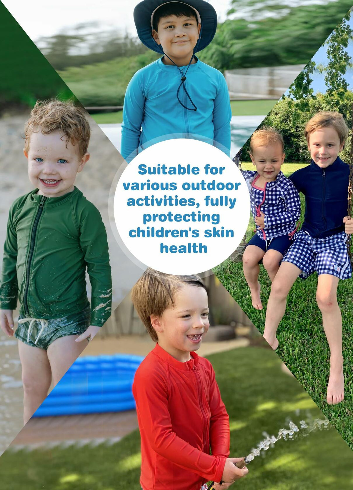 Camiseta de natación MIVEI con protección solar UPF 50+ para niño, de secado rápido, manga larga/corta, color blanco, talla