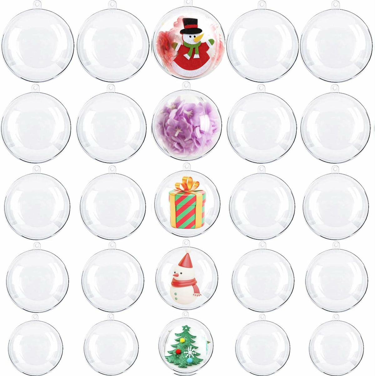 Ranchbtn 25pcs Clear Plastic Fillable Ornaments Various Sizes DIY Decor
