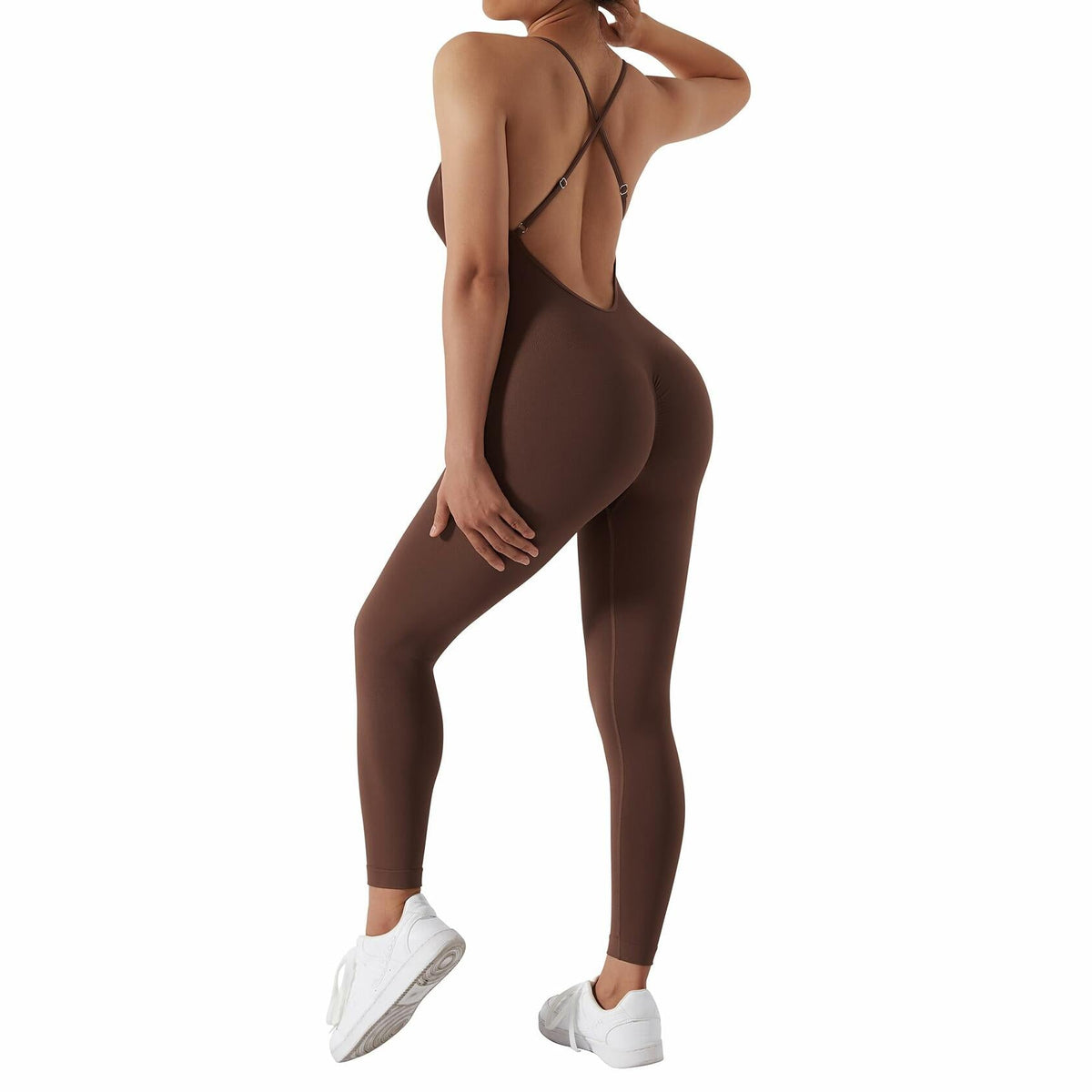 Enterizo RUUHEE para mujer, color marrón, sin costuras, espalda descubierta, control de abdomen, talla XL