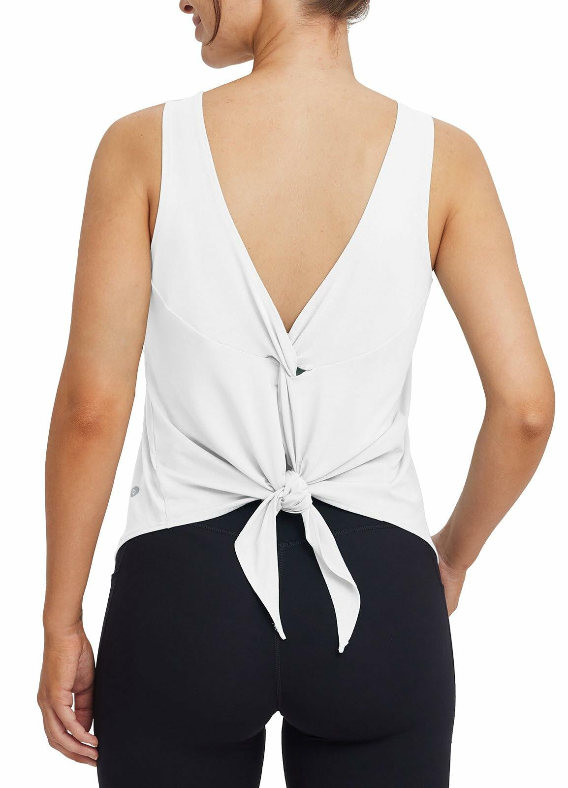 Camiseta de tirantes deportiva de yoga Baleaf para mujer, color blanco, corte holgado, talla L