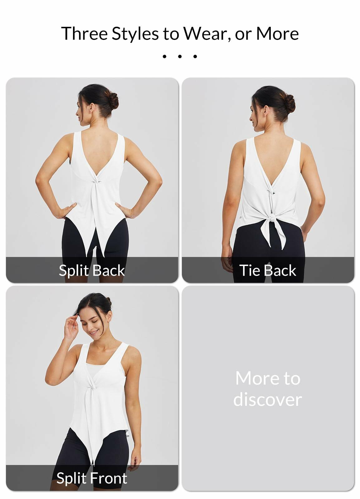 Camiseta de tirantes deportiva de yoga Baleaf para mujer, color blanco, corte holgado, talla L