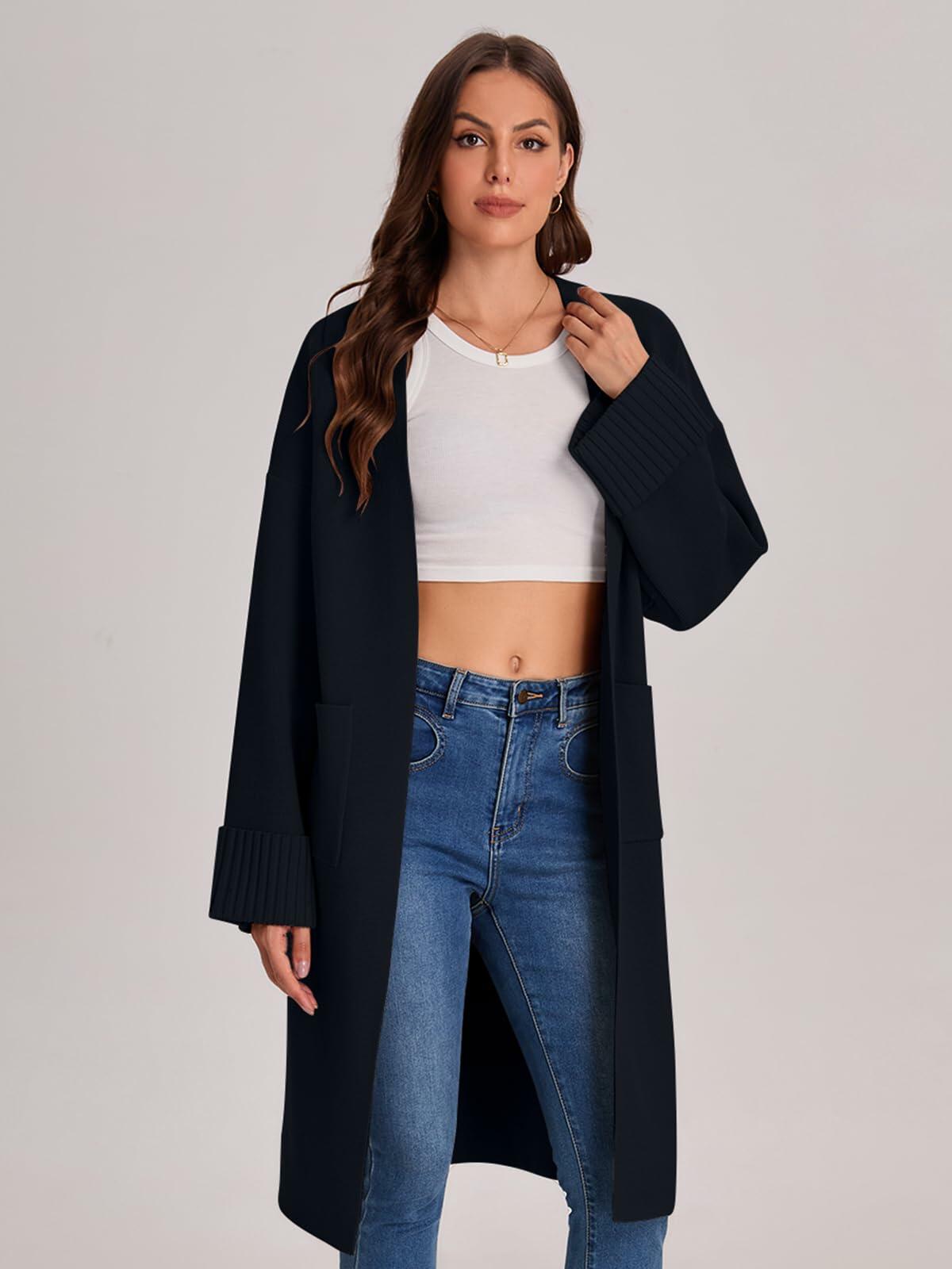 Cárdigan tipo suéter negro para mujer Bloggerlove, abrigo tipo cárdigan oversize, otoño 2024