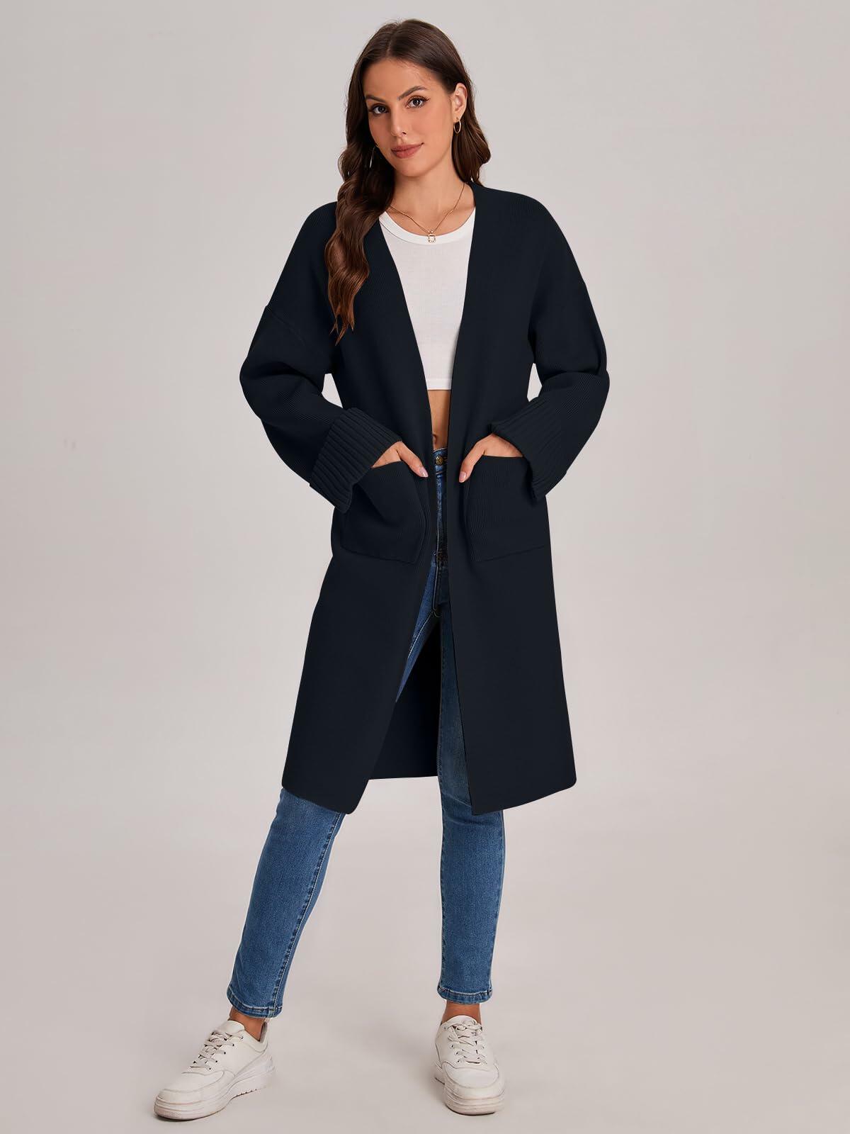 Cárdigan tipo suéter negro para mujer Bloggerlove, abrigo tipo cárdigan oversize, otoño 2024