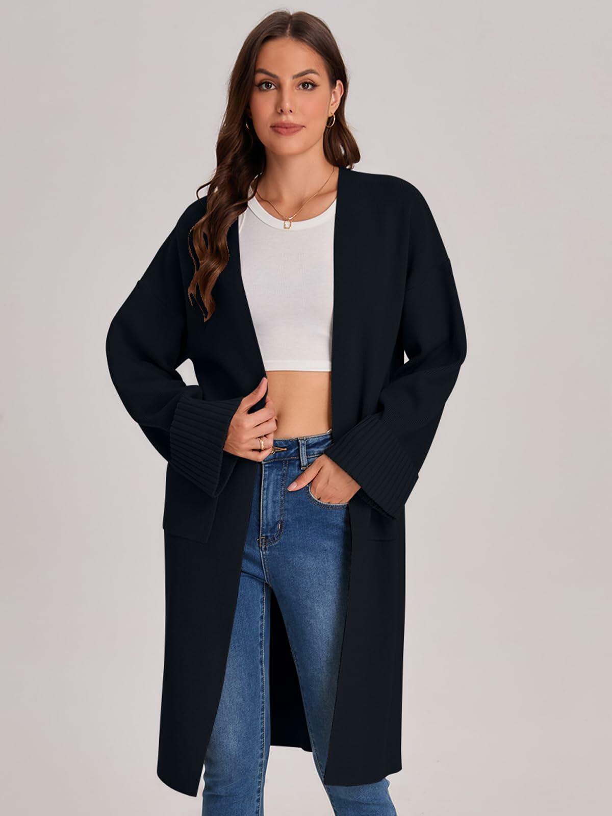 Cárdigan tipo suéter negro para mujer Bloggerlove, abrigo tipo cárdigan oversize, otoño 2024