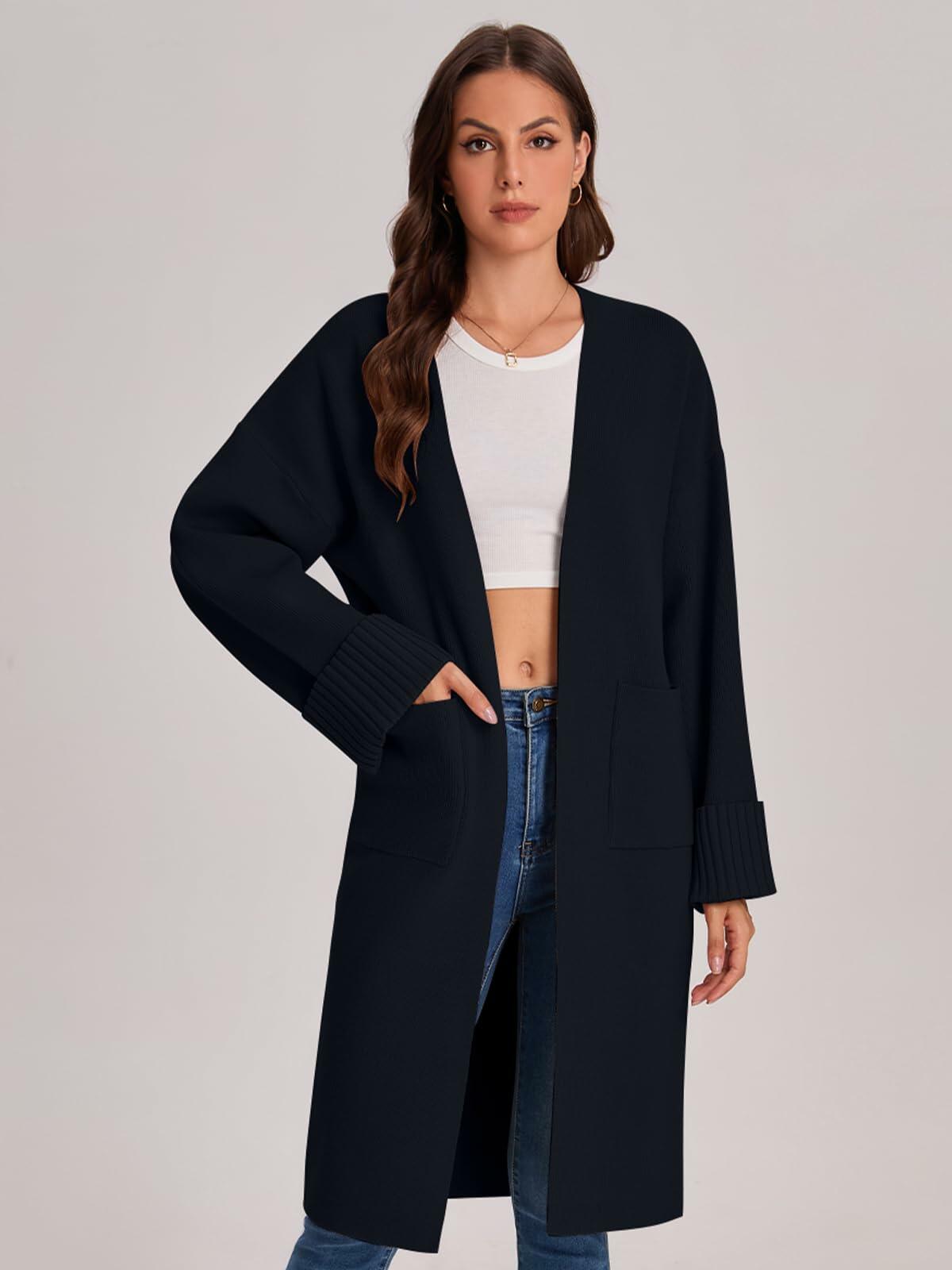 Cárdigan tipo suéter negro para mujer Bloggerlove, abrigo tipo cárdigan oversize, otoño 2024