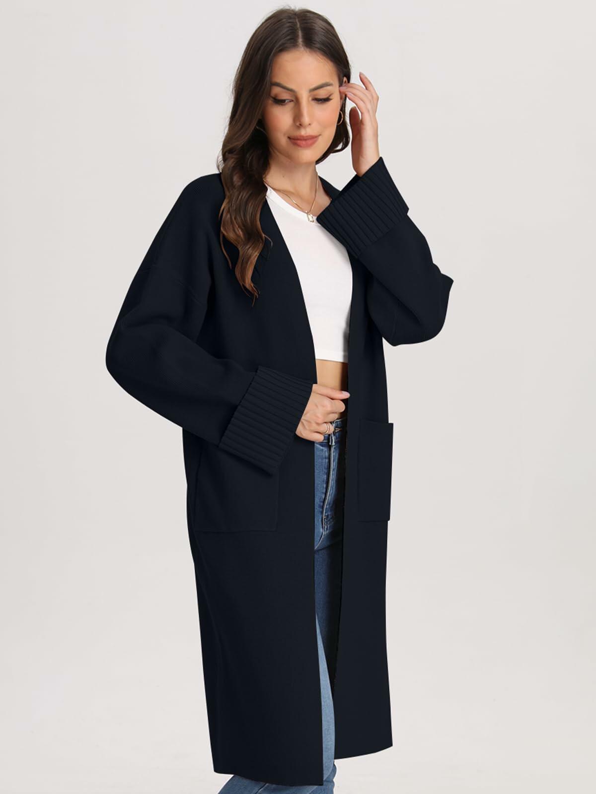 Cárdigan tipo suéter negro para mujer Bloggerlove, abrigo tipo cárdigan oversize, otoño 2024