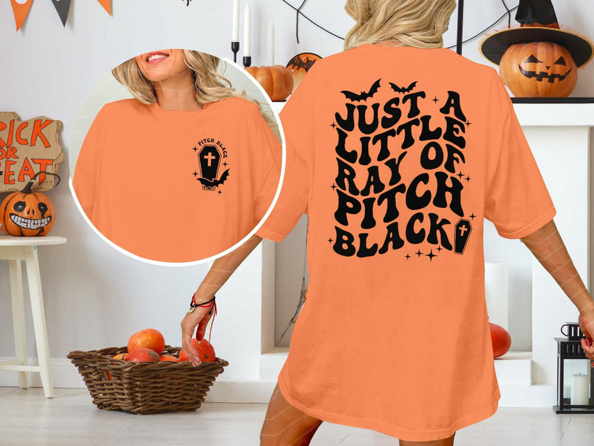 Camiseta oversize gótica Just A Little Ray Pitch Black, talla mediana