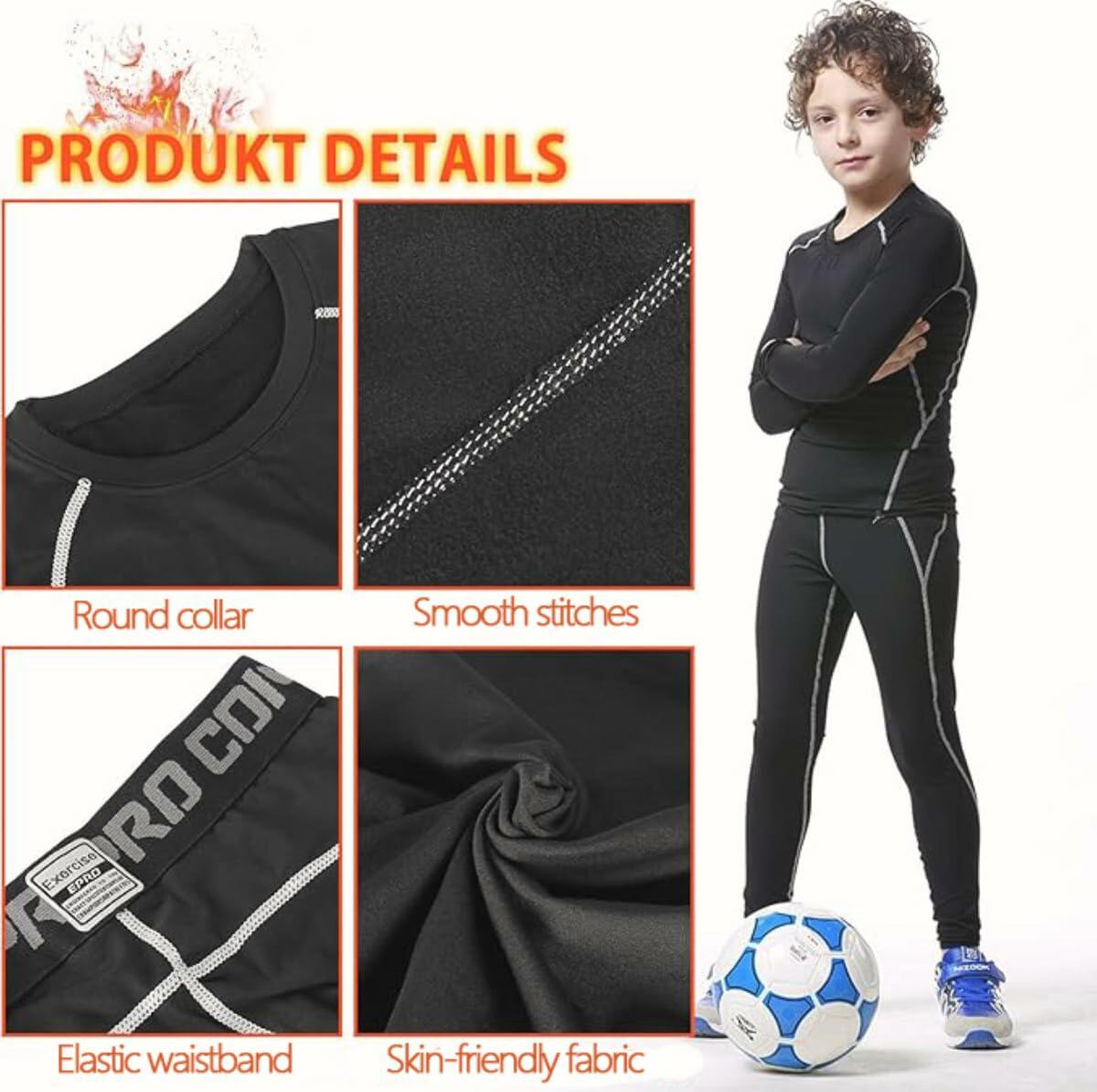 Conjunto de ropa interior térmica para niños Muzikin con forro polar, cálido y absorbente de humedad, talla 26