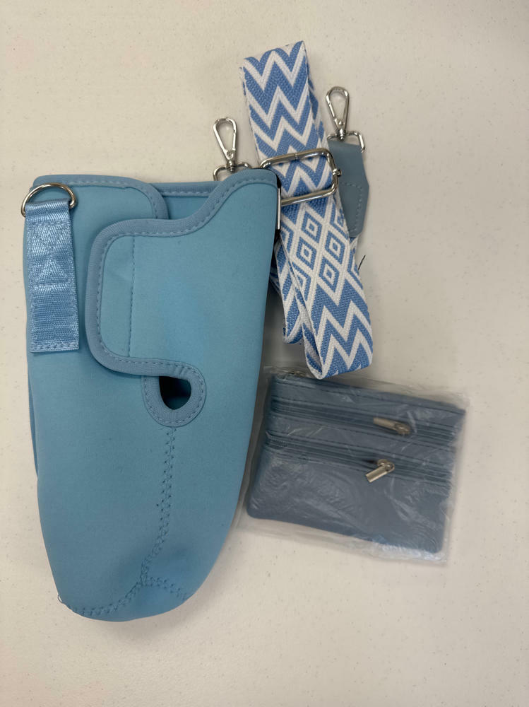Bolsa portabotellas de agua TITPOP, ligera y portátil para senderismo y viajes - Azul