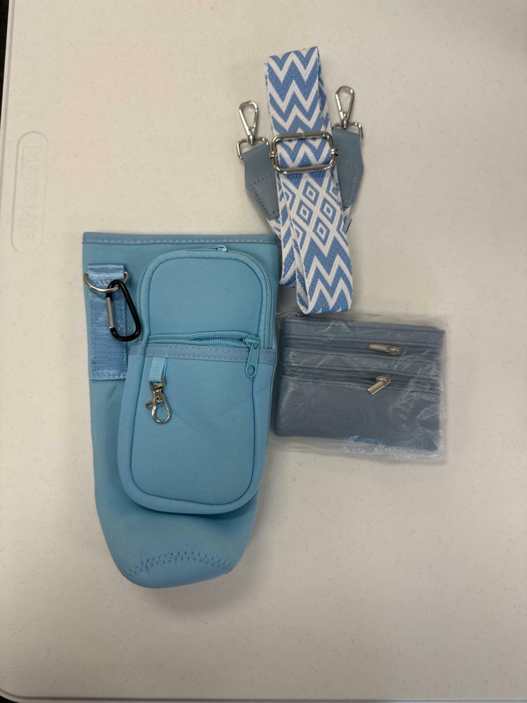 Bolsa portabotellas de agua TITPOP, ligera y portátil para senderismo y viajes - Azul
