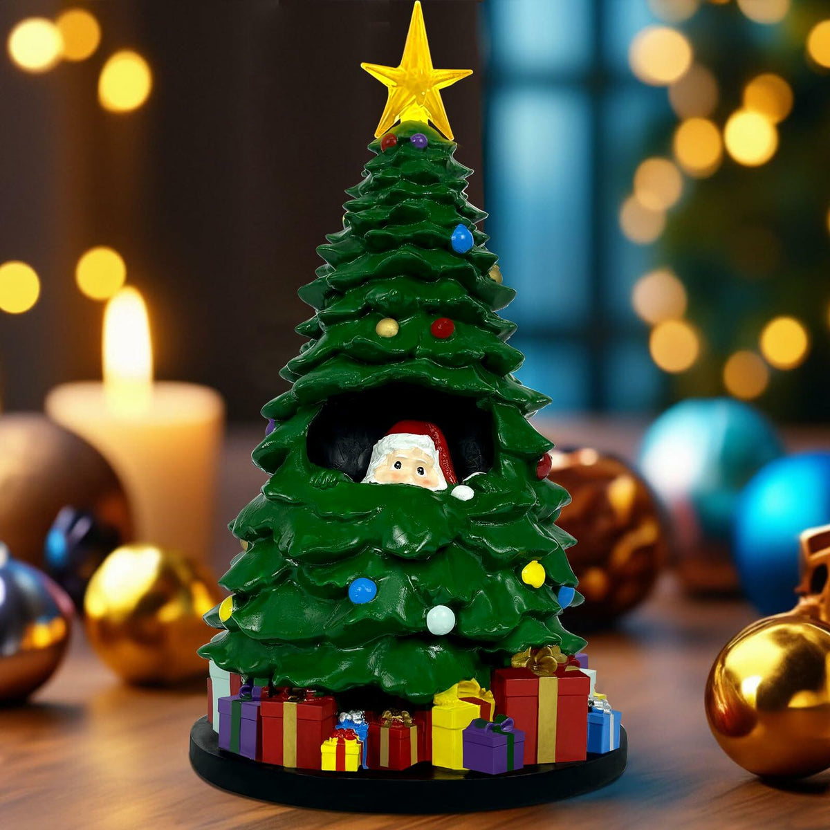 Mini árbol de Navidad EVOLUX de 2 pies con luces, adornos y estrella para decoración de mesa