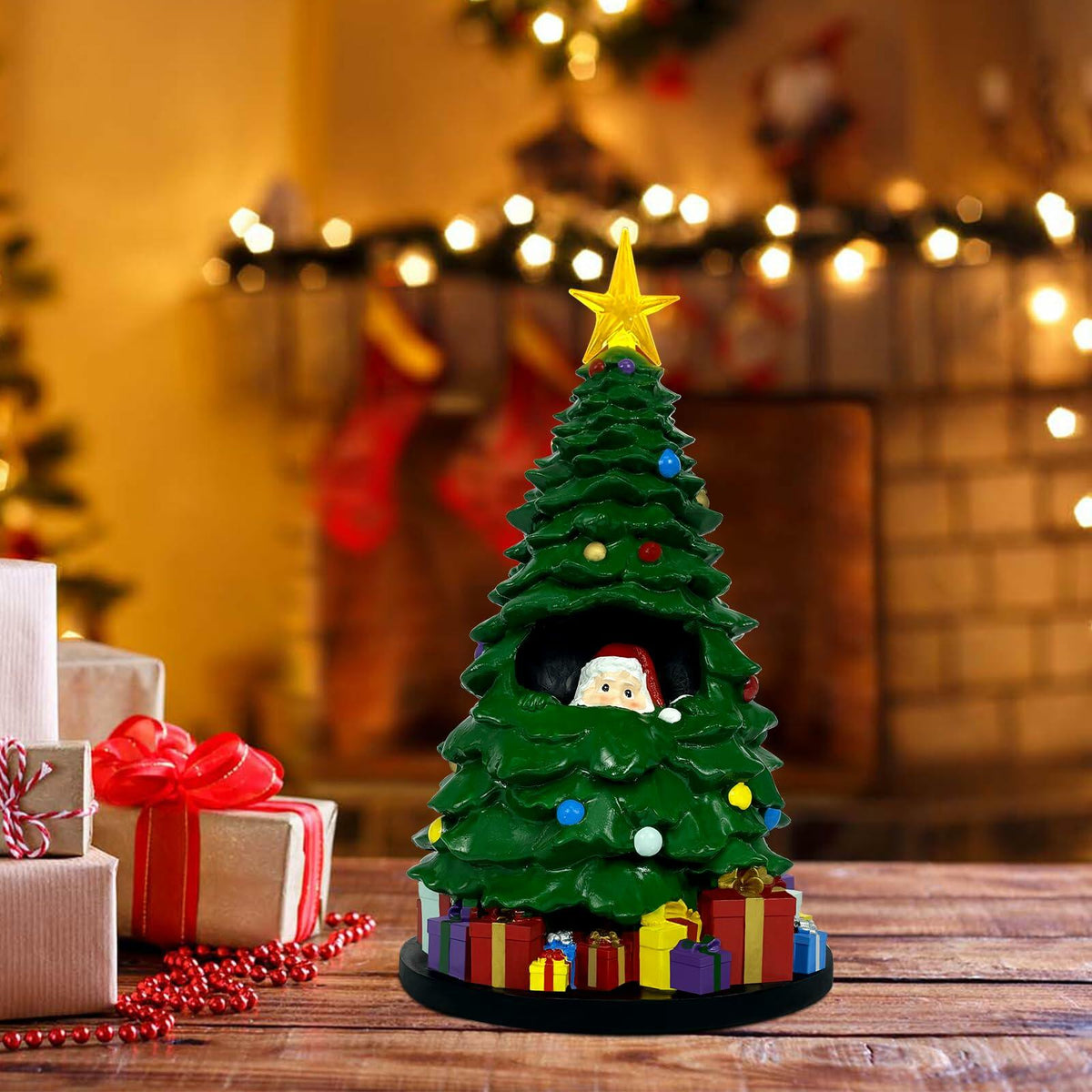 Mini árbol de Navidad EVOLUX de 2 pies con luces, adornos y estrella para decoración de mesa