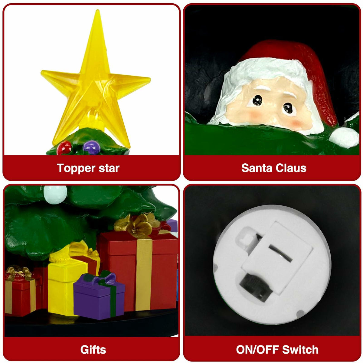 Mini árbol de Navidad EVOLUX de 2 pies con luces, adornos y estrella para decoración de mesa