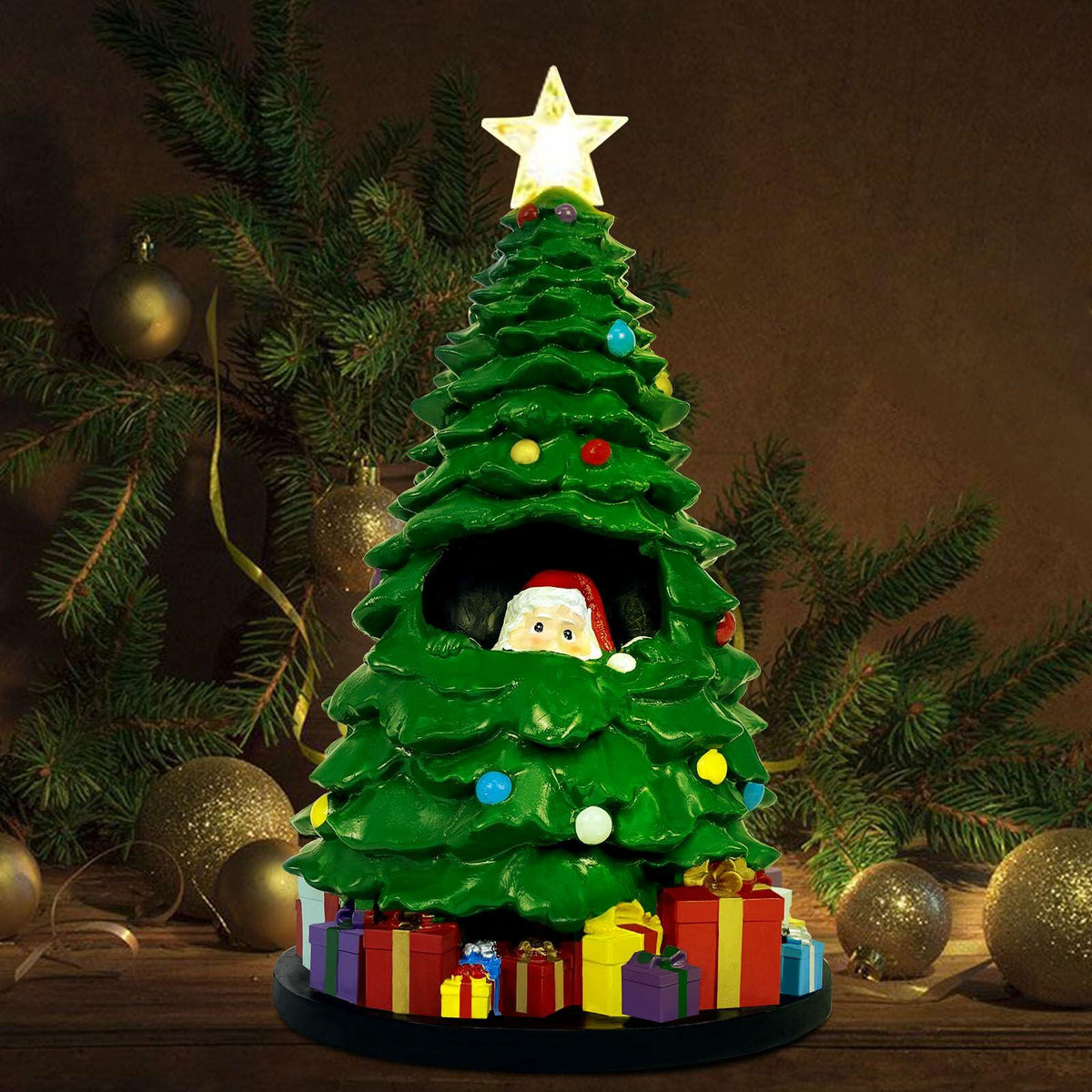 Mini árbol de Navidad EVOLUX de 2 pies con luces, adornos y estrella para decoración de mesa
