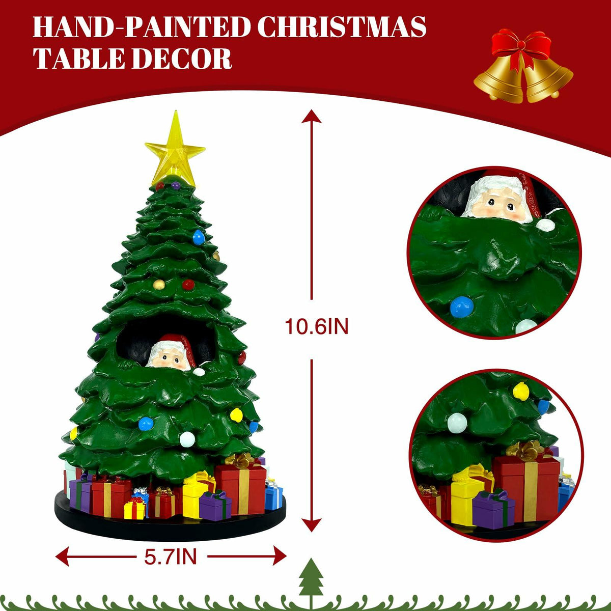 Mini árbol de Navidad EVOLUX de 2 pies con luces, adornos y estrella para decoración de mesa